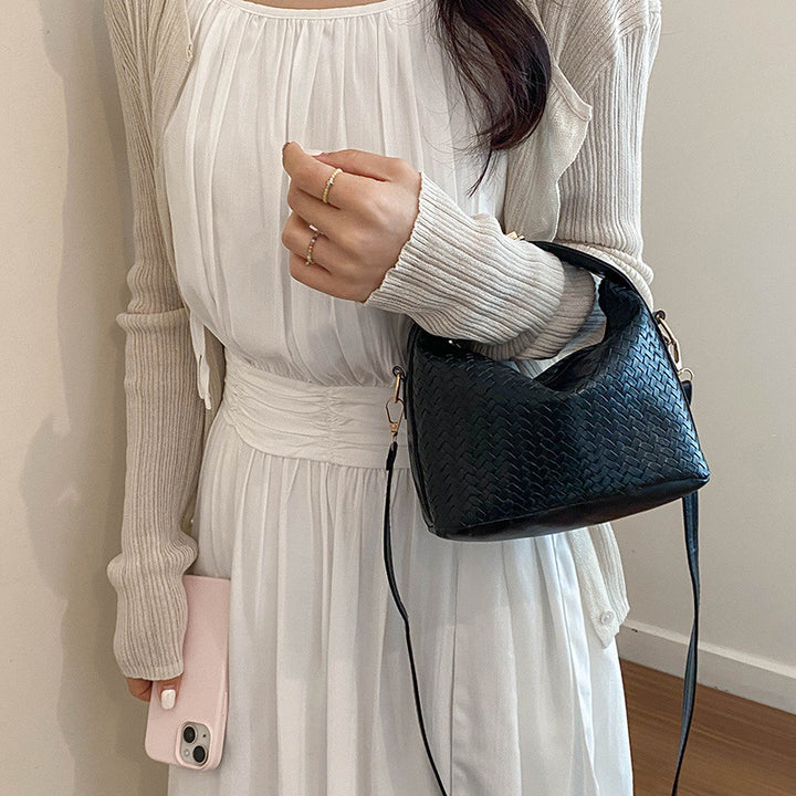 Woven Leather Hobo Handbag
