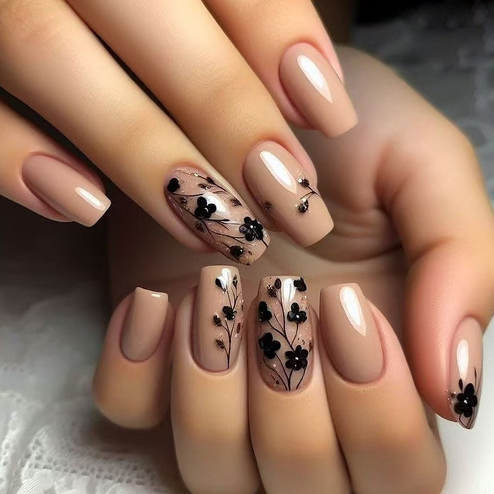 Elegant Floral Bow Press-On Nail Tips Stornfield