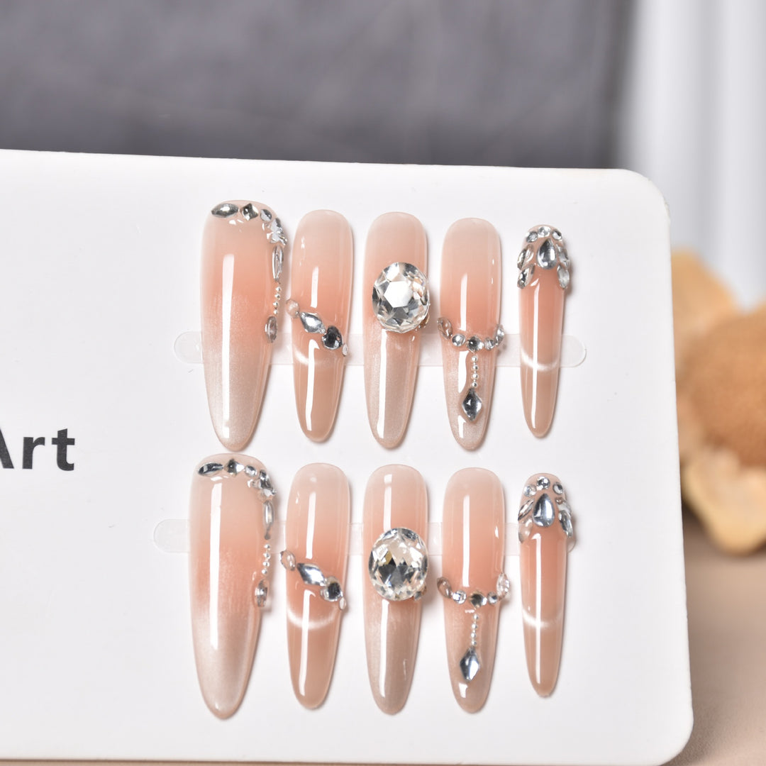 Decorative Press-On Nails with Gem Accents Stornfield
