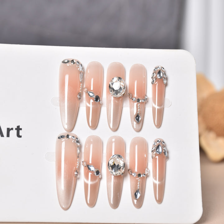 Decorative Press-On Nails with Gem Accents Stornfield