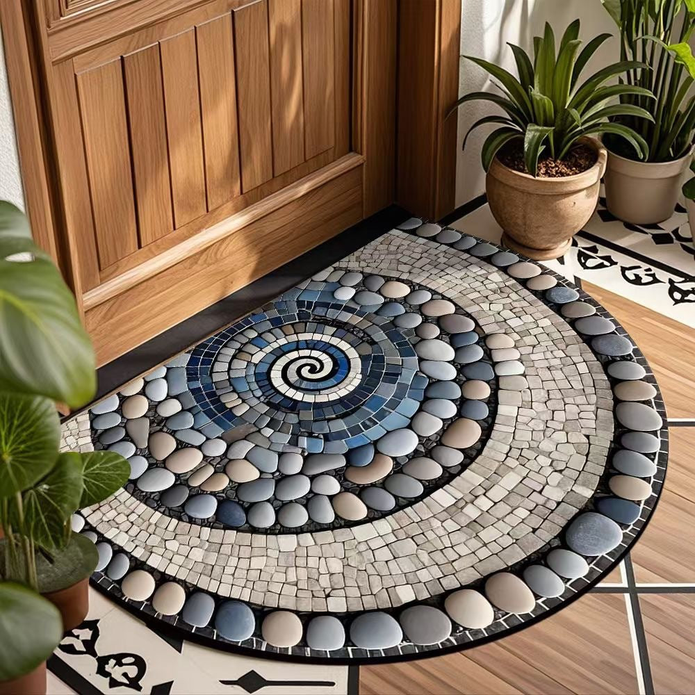 Decorative Spiral Pattern Door Mat for Home