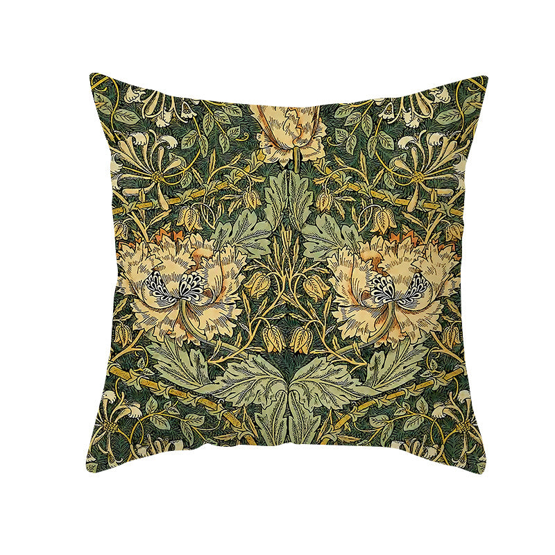 Botanical Heritage Jacobean Tapestry Square Pillow Cover with Concealed Zipper