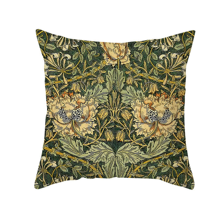Botanical Heritage Jacobean Tapestry Square Pillow Cover with Concealed Zipper