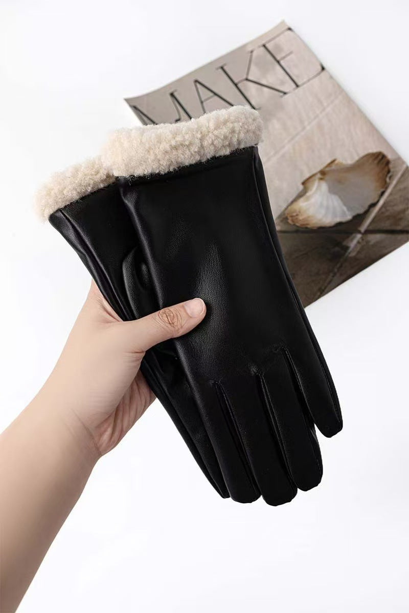 Luxurious Faux Fur Cuff Leather Gloves Stornfield