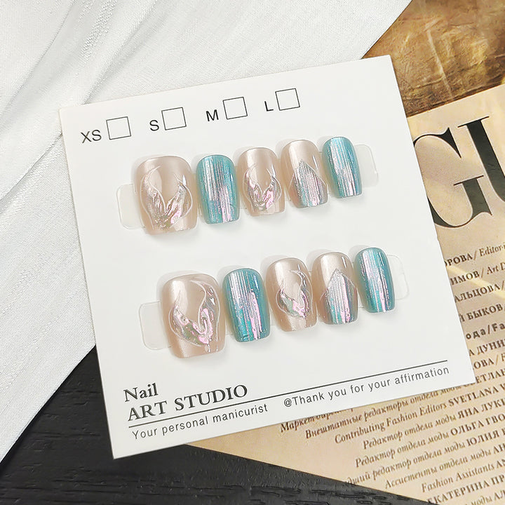 Glamorous artificial nails with holographic effect Stornfield