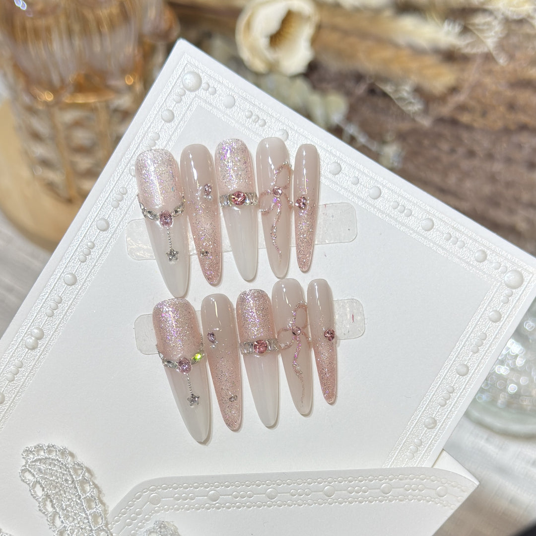 Rhinestone-Embellished Press-On Nail Tips