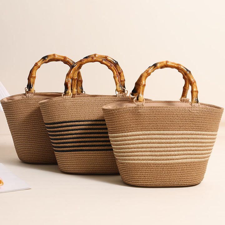 Elegant Bast bag with bamboo handles Stornfield