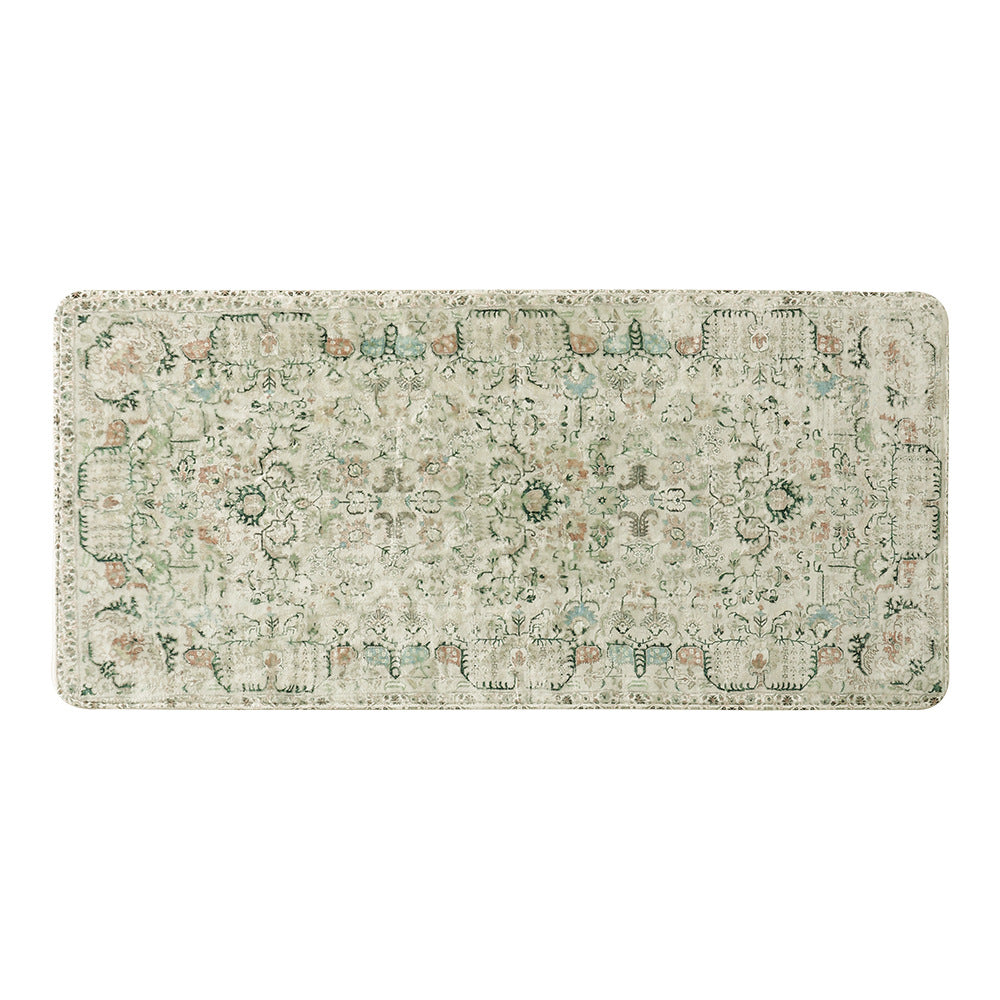 Vintage-inspired flat-woven runner with oriental medallion design and low pile