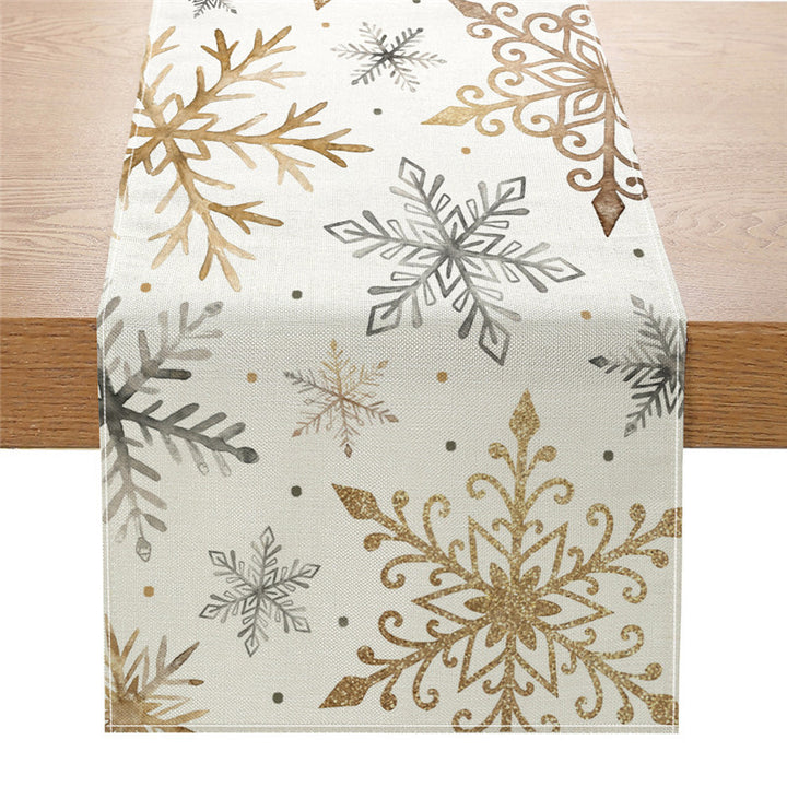 Festive Cotton-Blend Table Runner with Nutcracker and Christmas Tree Print