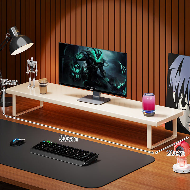 Wooden Monitor Riser Stand with Metal Frame and Cable Management