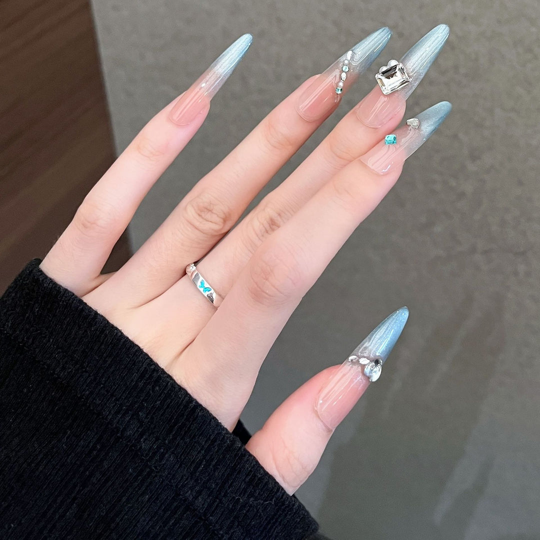 Elegant Rhinestone-Embellished Stiletto Press-On Nail Set Stornfield