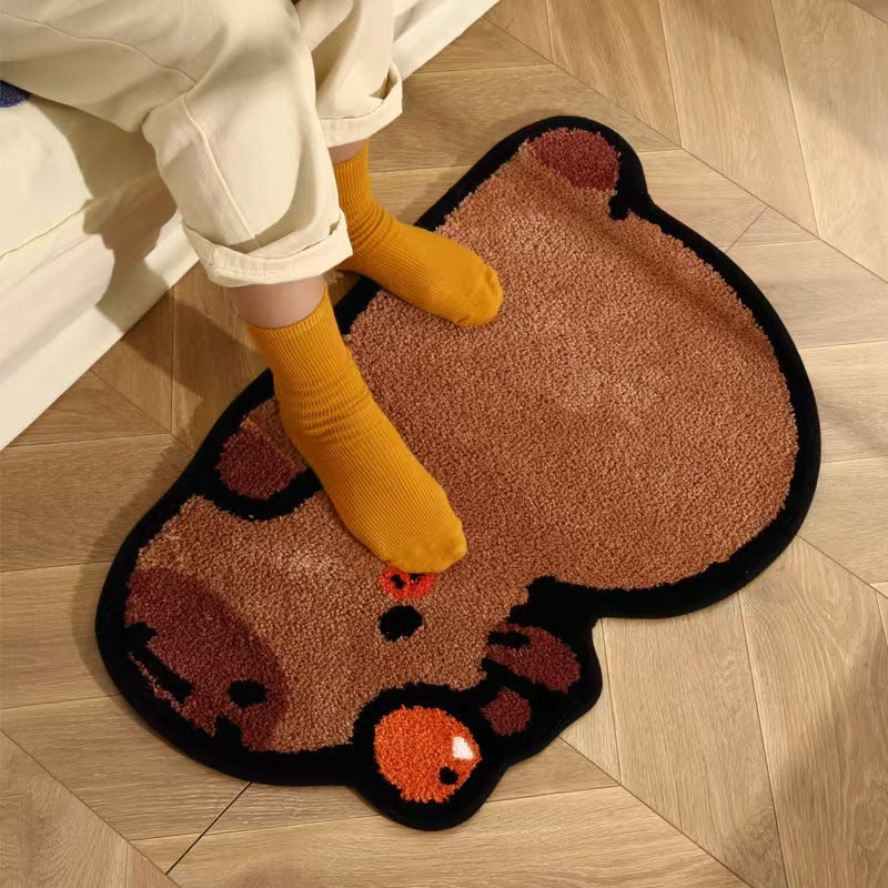 Plush Cartoon Animal-Shaped Non-Slip Accent Rug for Entryway and Bathroom
