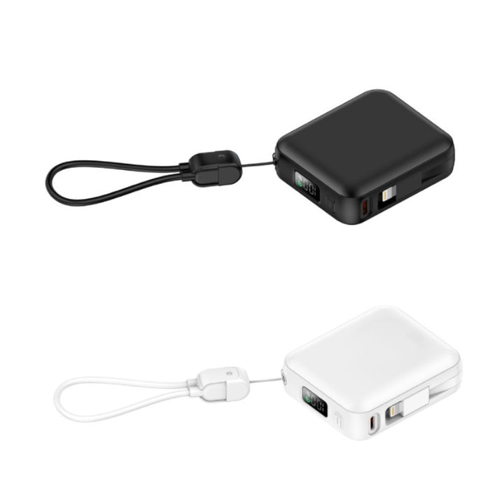 Portable power bank with integrated charging cable and digital display Stornfield