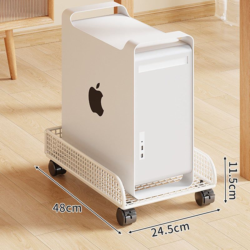 Under-Desk Rolling PC Tower Stand with Mesh Tray and Locking Casters