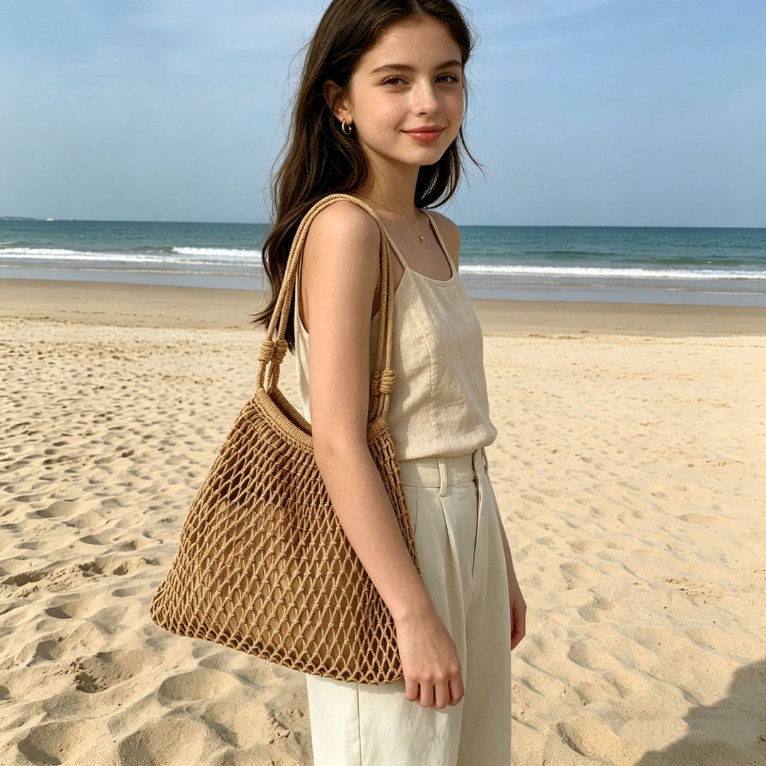Mesh Beach Tote with Adjustable Drawstring Stornfield