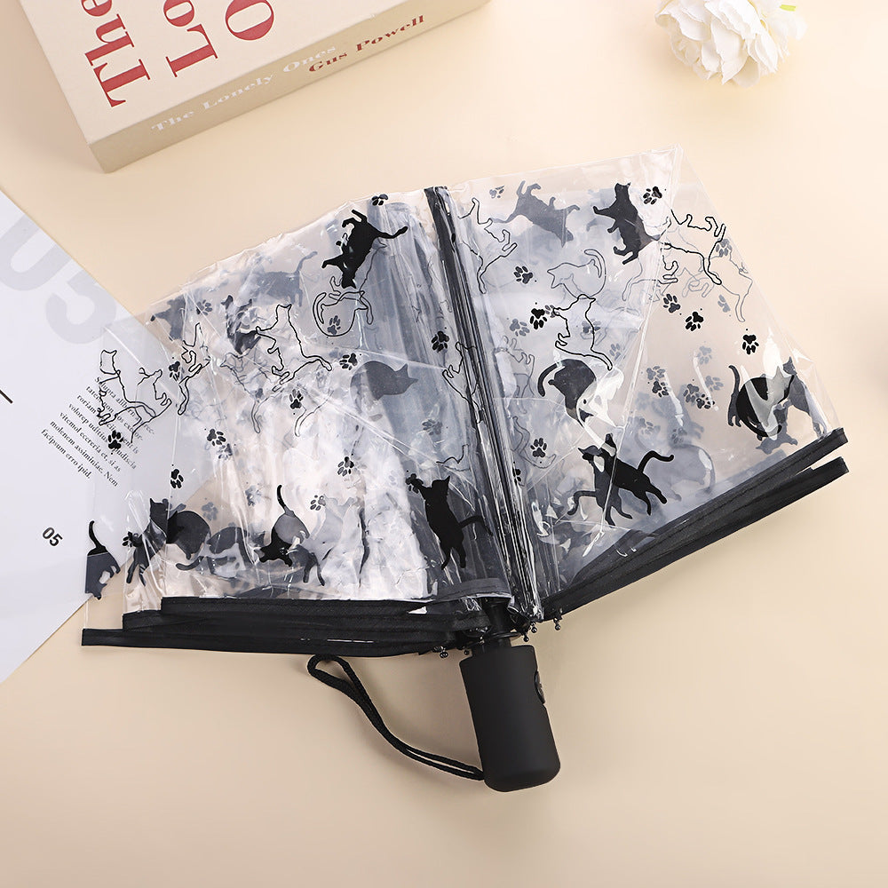 Women's Foldable Umbrella with Transparent Design and Animal Patterns Stornfield