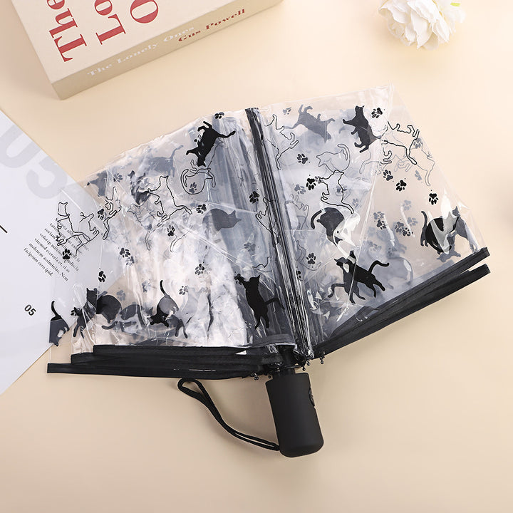 Women's Foldable Umbrella with Transparent Design and Animal Patterns Stornfield