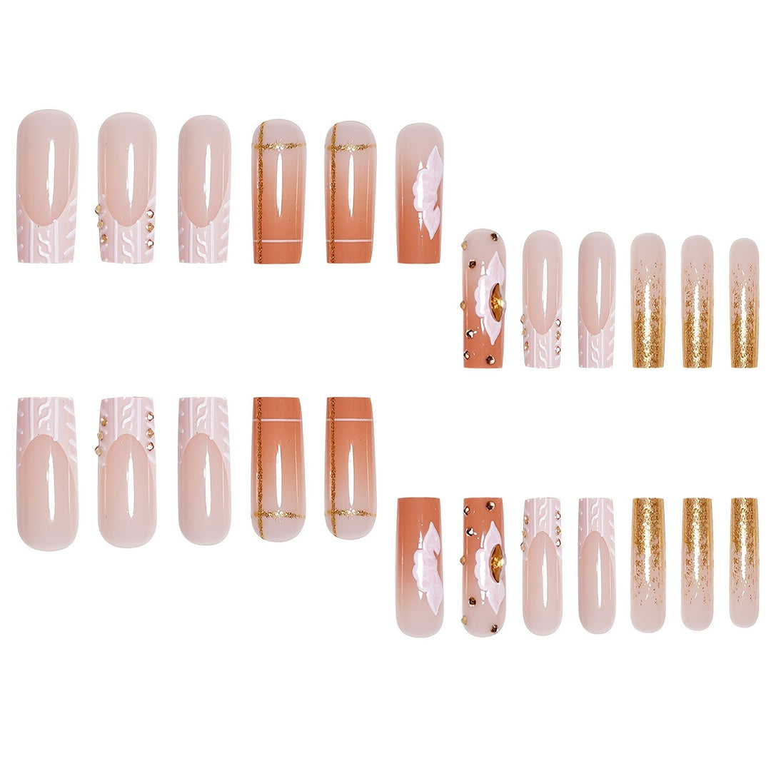 Glamorous Floral Embellished Press-On Nail Art Stornfield