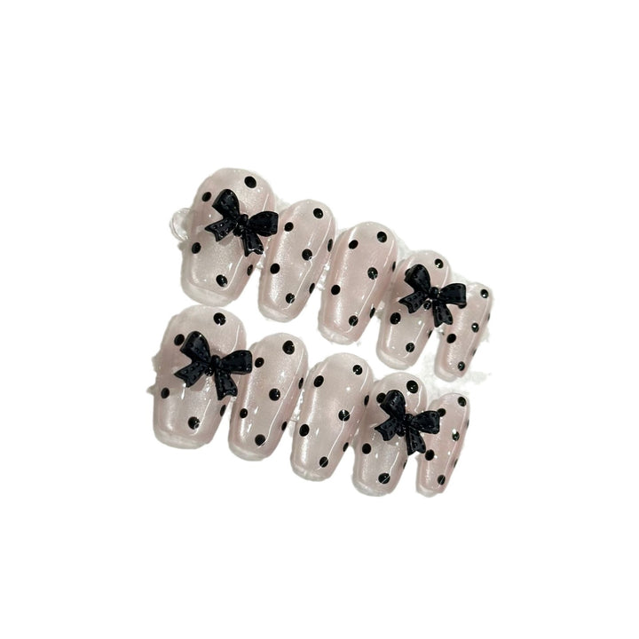 Decorative Press-On Nail Set with Bow Accents