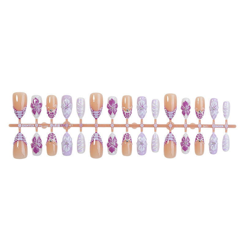 Elegant Floral Design Press-On Nails Set Stornfield