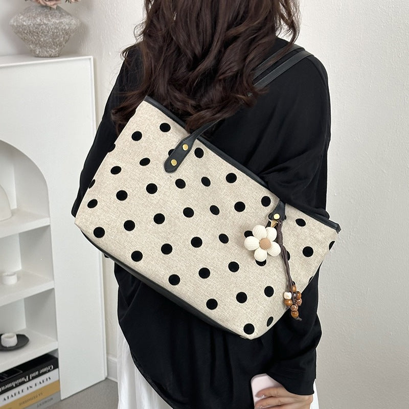 Stylish Polka Dot Canvas Tote Bag