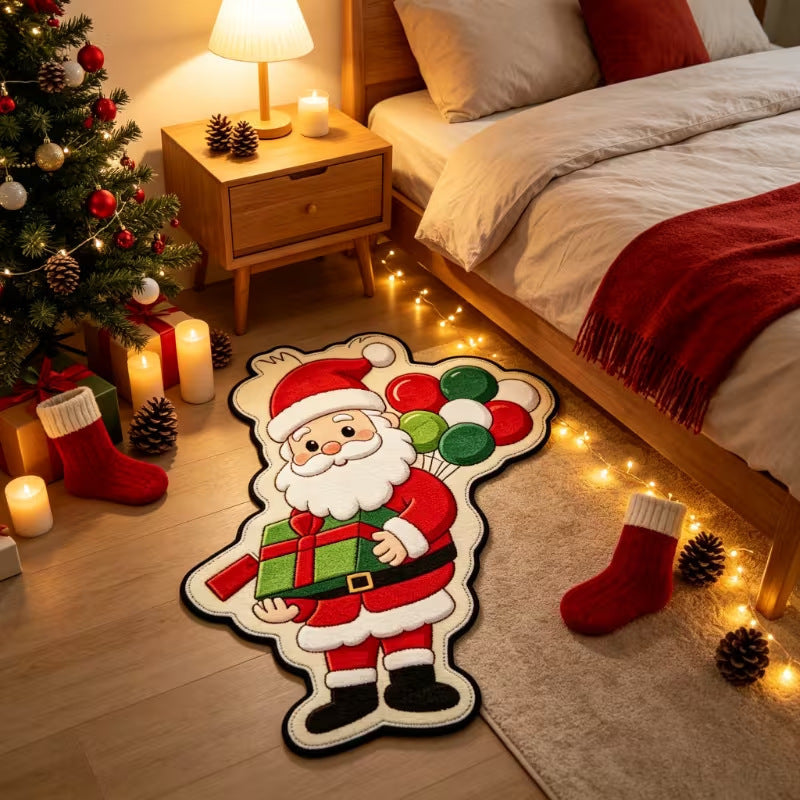 Fun Holiday Surfing Santa Area Rug