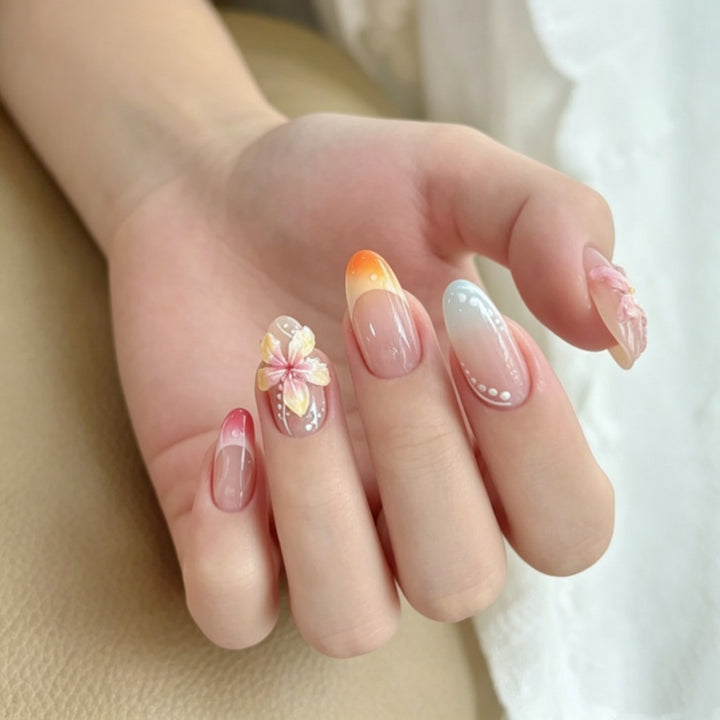 Floral Decorative Press-On Nails Set Stornfield