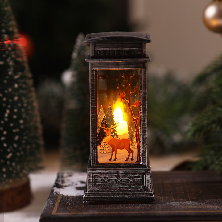 Nostalgic LED Christmas lantern with movable Santa motif Stornfield