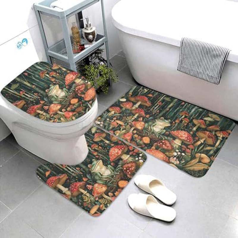 Geometric Pattern Bathroom Mat Set
