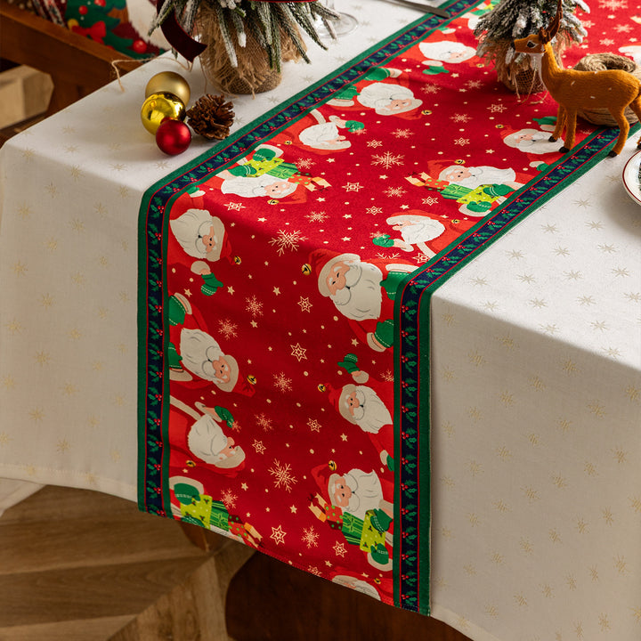 Table runner made of cotton blend fabric with a Christmas reindeer and star motif Stornfield