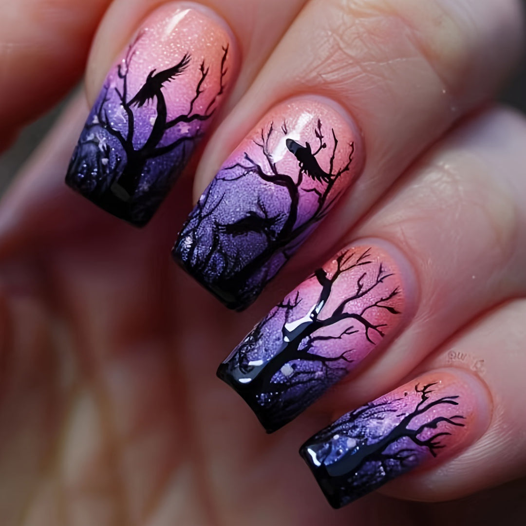 Creative nail art with mystical autumn forest design Stornfield