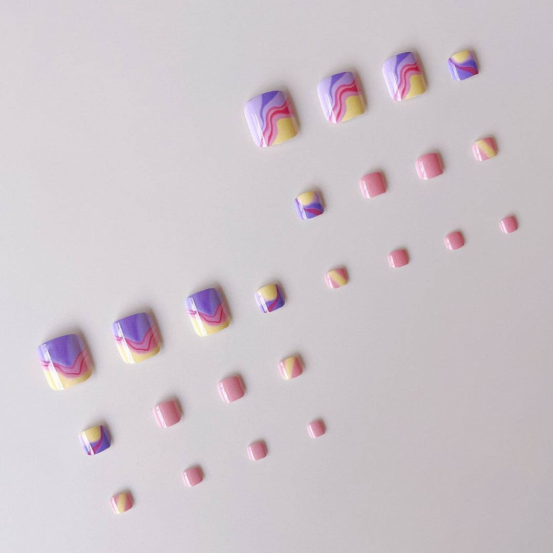 Acrylic nail set with colorful wave pattern Stornfield