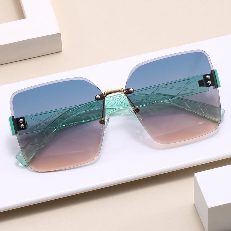 Women oversized square sunglasses with fashionable decor Stornfield