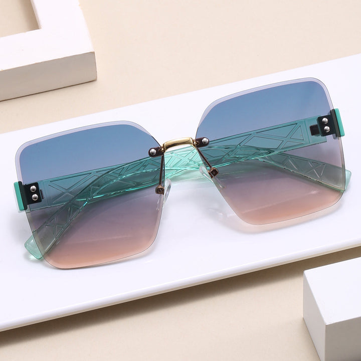 Women oversized square sunglasses with fashionable decor Stornfield
