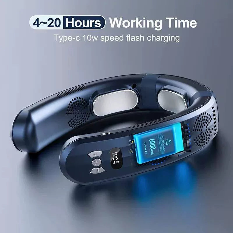 Unisex One Size Hands-Free Portable Neck Cooling Fan with LED Display and Adjustable Airflow Stornfield