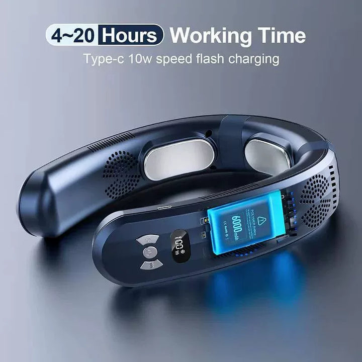 Unisex One Size Hands-Free Portable Neck Cooling Fan with LED Display and Adjustable Airflow Stornfield