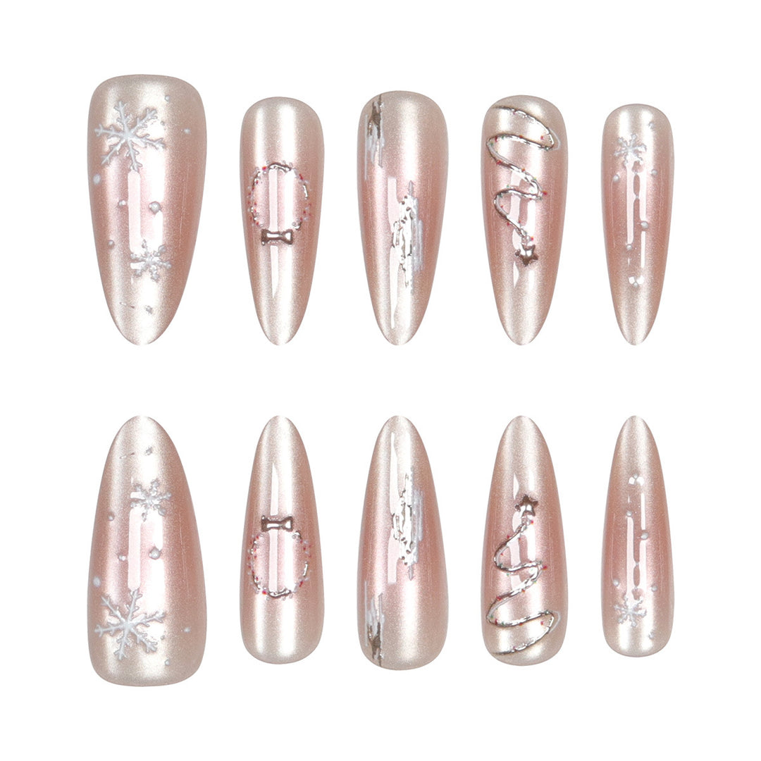 Premium Stiletto Press-On Nails with Elegant Frosted Design Stornfield