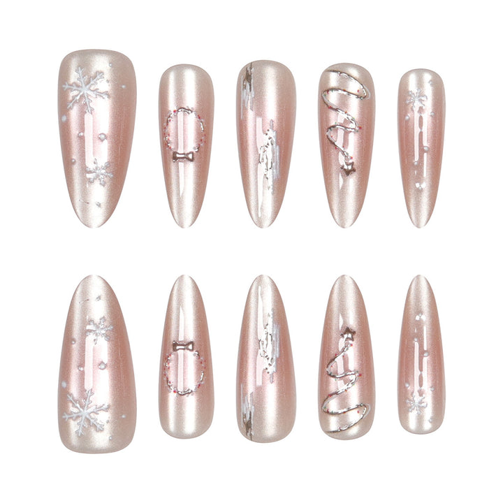 Premium Stiletto Press-On Nails with Elegant Frosted Design Stornfield