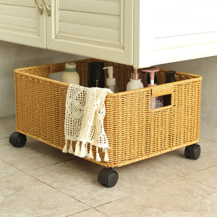Rolling Woven Storage Basket Stornfield