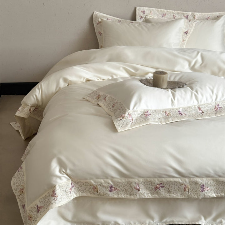 Silky Sateen Embroidered Duvet Cover Set