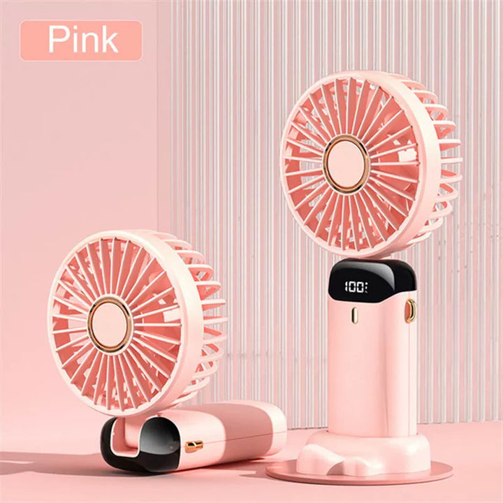 Unisex One Size Foldable Rechargeable Hand Fan with LED Battery Status Indicator and Removable Charging Station Stornfield
