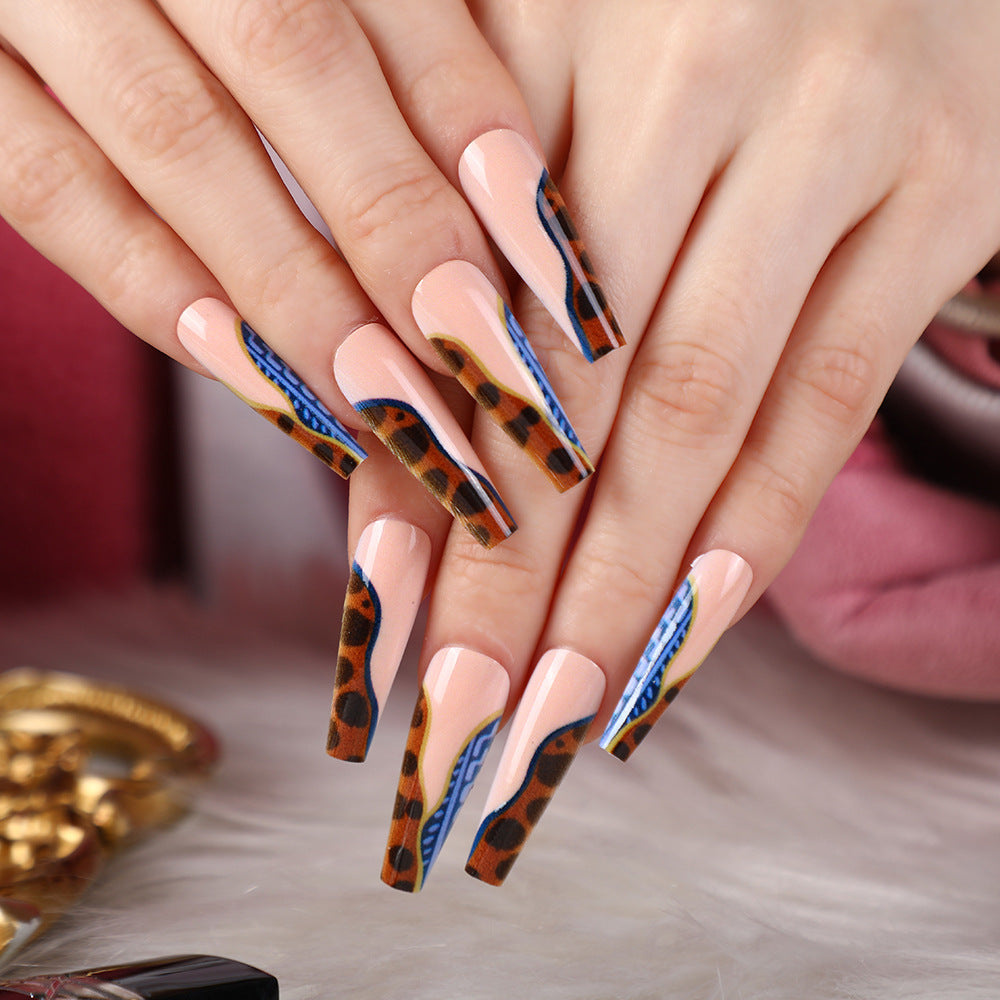 Creative leopard pattern press-on nails Stornfield
