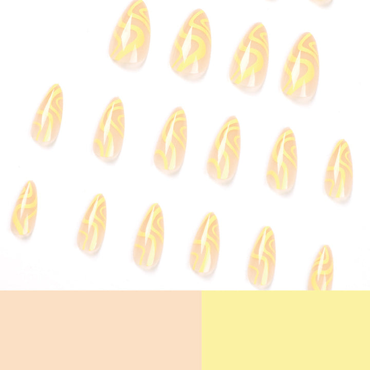 Artful Stiletto Nails with Modern Wave Design Stornfield