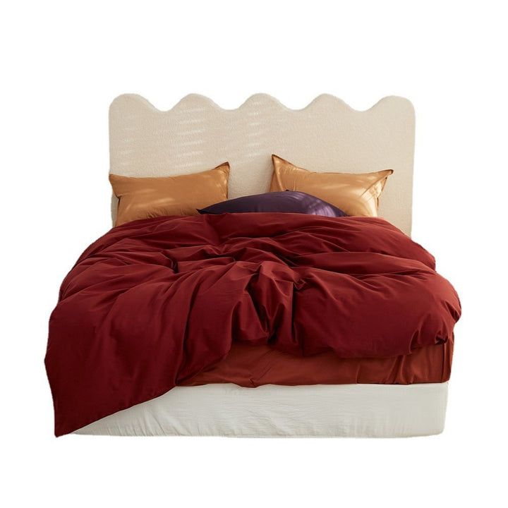 Reversible Two-Tone Cotton Sateen Duvet Cover Set with Deep-Pocket Fitted Sheet and Pillowcases