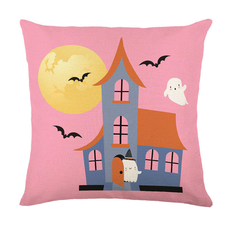 Halloween Ghost Cotton-Linen Square Throw Pillow Covers Set with Hidden Zipper