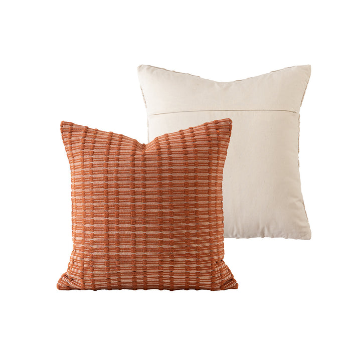 Luxurious rectangular decorative cushion set with handwoven relief texture and concealed zipper