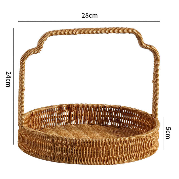 Handwoven Round Serving Basket with Ergonomic Handle Stornfield