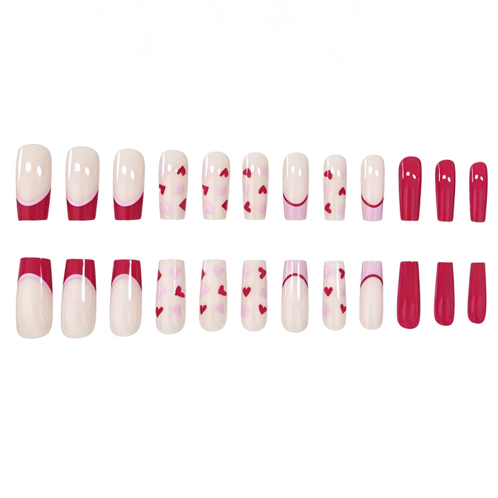 Artistic Heart-Pattern Acrylic Nail Art Extensions Stornfield