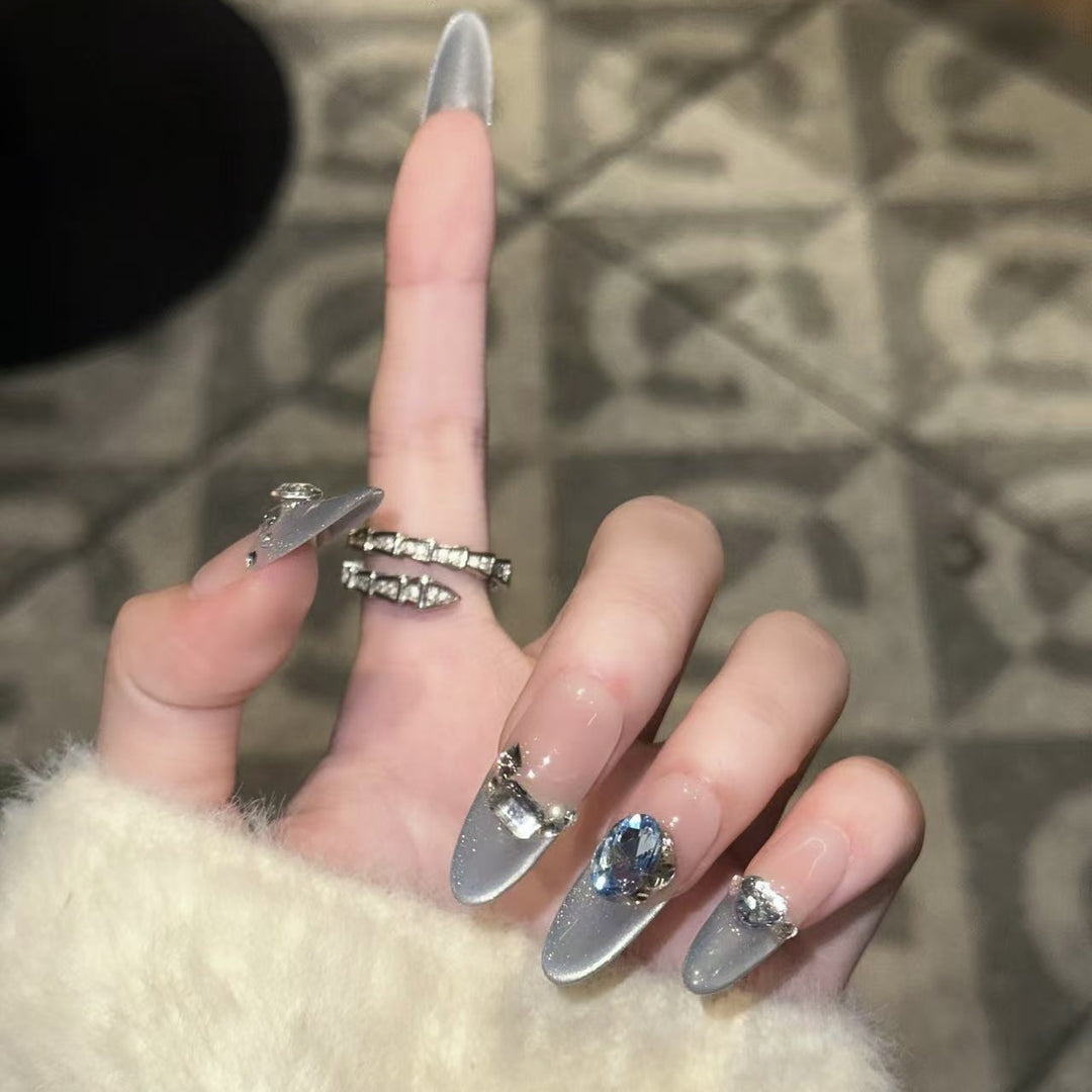 Decorative Stiletto Press-On Nails with Crystal Accents Stornfield