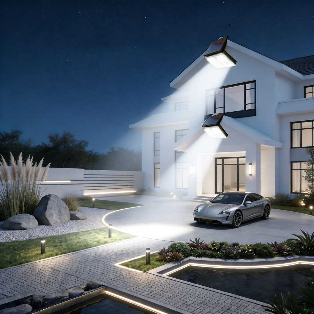 High-Output Solar Motion-Sensor LED Security Wall Light With Adjustable Solar Panel And Wide-Angle Floodbeam Stornfield